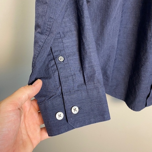 Calvin Klein Dark Navy Men's Premium Long Sleeve Button Up‎ Shirt Size Large - Picture 3 of 12